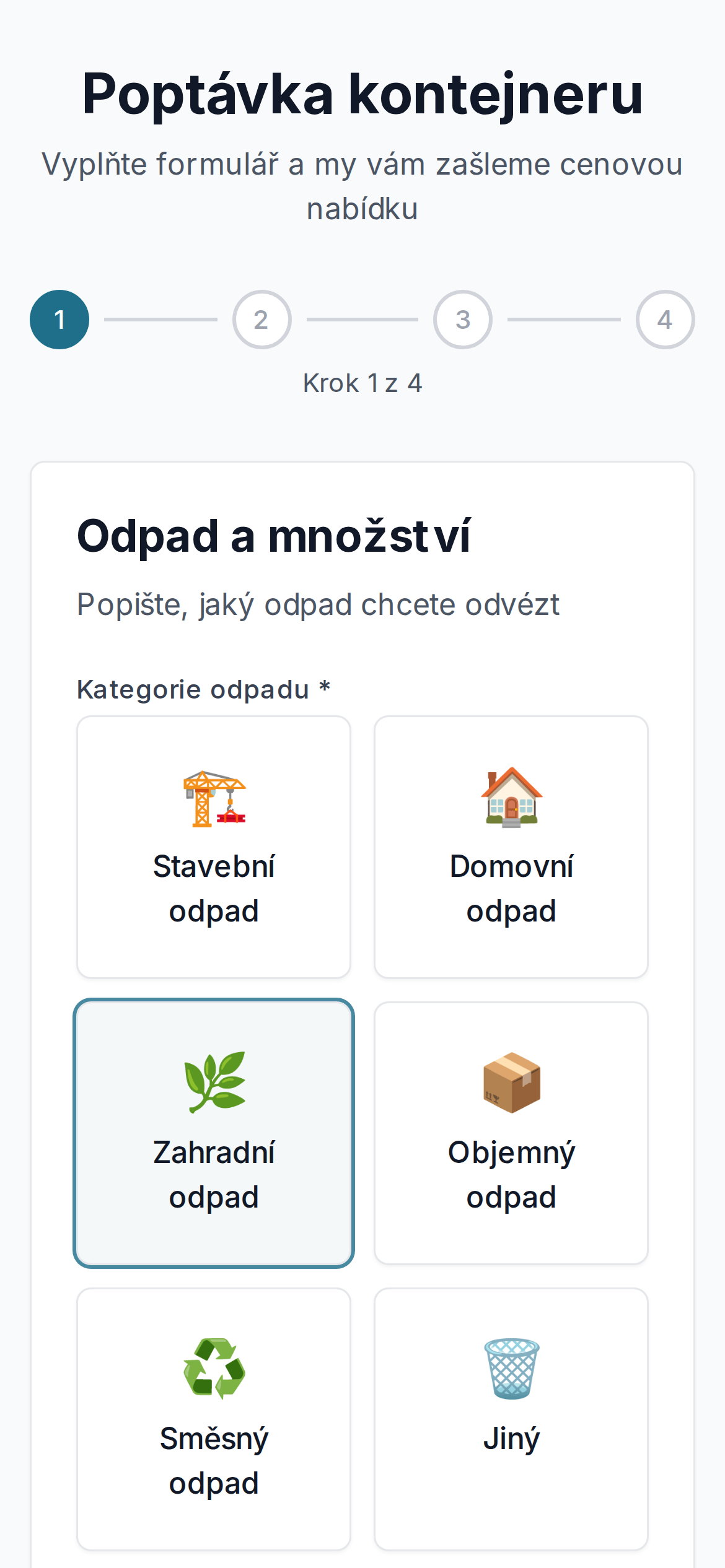 Průvodce objednávkou odvozu odpadu na mobilu.