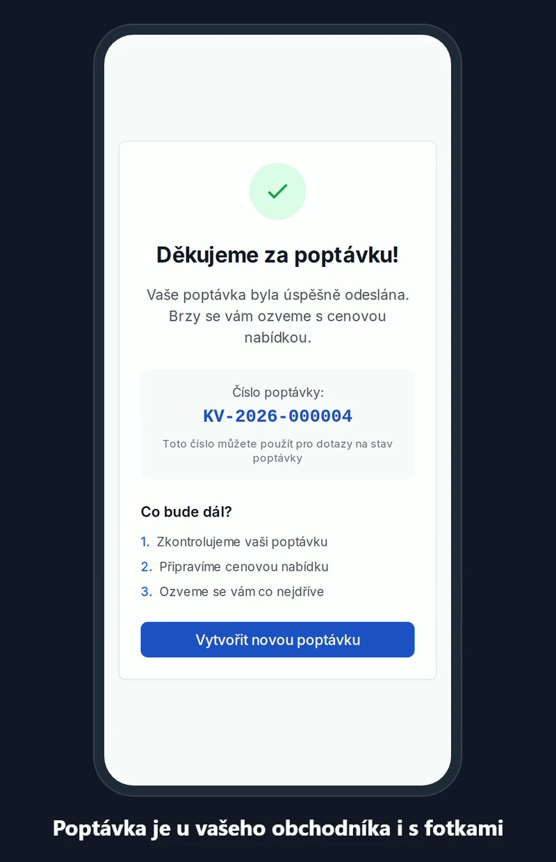 Video: zákazník na mobilu vyplní průvodce objednávkou odvozu a dostane číslo poptávky.